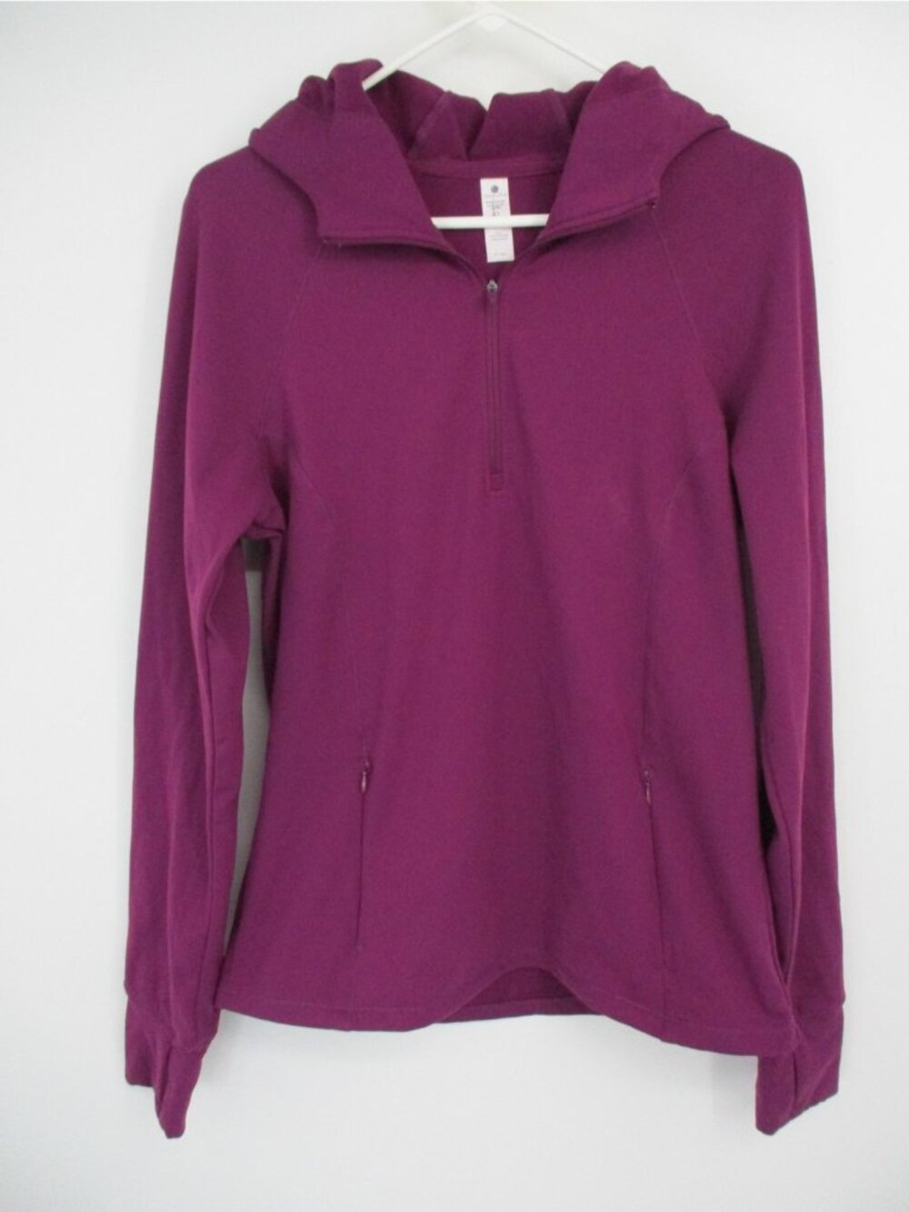 Yogalicious Lux Womens Polarlux Bunny Slope Half Zip Hoodie XL Purple Thumbholes